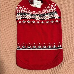 Hanna Andersson Red and White Fair Isle Dog Sweater